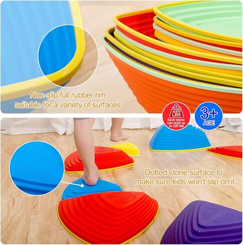 Balance Stepping Stones for Kids Obstacle Courses Indoor Outdoor Toddlers Sensory Play Equipment Toys Improve Balance Coordination & Strength Non-Slip Edges Unique Gift for Boys & Girls Age 3+ in Saudi Arabia