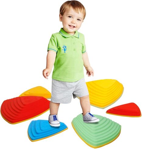 Balance Stepping Stones for Kids Obstacle Courses Indoor Outdoor Toddlers Sensory Play Equipment Toys Improve Balance Coordination & Strength Non-Slip Edges Unique Gift for Boys & Girls Age 3+ in Saudi Arabia