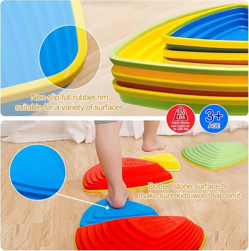 Balance Stepping Stones for Kids Obstacle Courses Indoor Outdoor Toddlers Sensory Play Equipment Toys Improve Balance Coordination & Strength Non-Slip Edges Unique Gift for Boys & Girls Age 3+ in Saudi Arabia