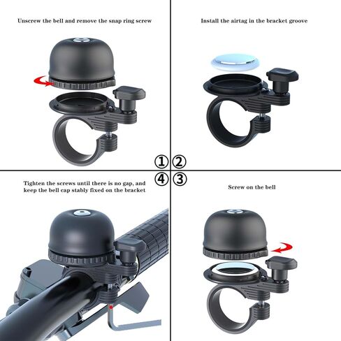 AirTag Bike Mount Hidden| Bike Bell for Apple Air Tag| Bicycle Loud Sound Brass Bells for Road Mountain Bike Handlebars Adults| Does Not Include Air Tag in Saudi Arabia