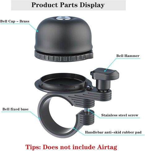 AirTag Bike Mount Hidden| Bike Bell for Apple Air Tag| Bicycle Loud Sound Brass Bells for Road Mountain Bike Handlebars Adults| Does Not Include Air Tag in Saudi Arabia