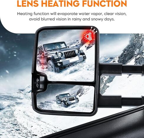 Pair of Towing Mirrors with Heated Fit for 2003-2006 Cadillac Escalade Chevy Avalanche Silverado GMC Sierra Yukon 1500 2500HD 3500, 2007 Classic, with Turn Signal Running Light Telescoping in Saudi Arabia