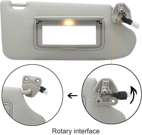 Driver Left & Passenger Right Side Sun Visor Replacement Compatible with Nissan Altima 2013 2014 2015 2016 2017 2018 with Light Switch 96401-3TA2A Color Beige in Kuwait