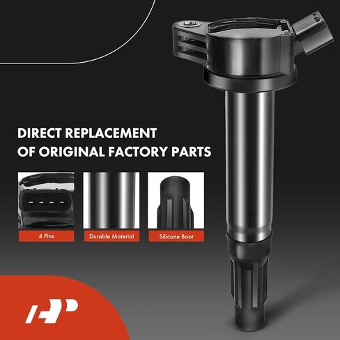 مجموعة A-Premium مكونة من 4 ملفات إشعال وشمعات إشعال إيريديوم متوافقة مع تويوتا كامري كورولا هايلاندر ماتريكس RAV4 سولارا وسيون tC xB ولكزس HS250h وبونتياك فيبي، 2.4 لتر in Kuwait