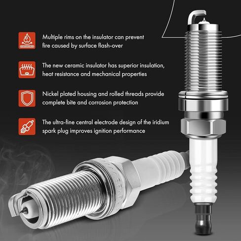 مجموعة A-Premium مكونة من 4 ملفات إشعال وشمعات إشعال إيريديوم متوافقة مع تويوتا كامري كورولا هايلاندر ماتريكس RAV4 سولارا وسيون tC xB ولكزس HS250h وبونتياك فيبي، 2.4 لتر in Kuwait