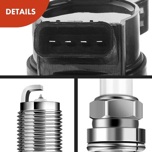 مجموعة A-Premium مكونة من 4 ملفات إشعال وشمعات إشعال إيريديوم متوافقة مع تويوتا كامري كورولا هايلاندر ماتريكس RAV4 سولارا وسيون tC xB ولكزس HS250h وبونتياك فيبي، 2.4 لتر in Kuwait