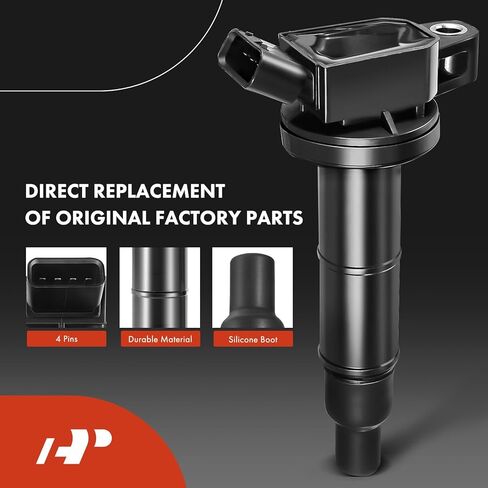 مجموعة A-Premium مكونة من 4 ملفات إشعال وشمعات إشعال إيريديوم متوافقة مع تويوتا كامري كورولا هايلاندر ماتريكس RAV4 سولارا وسيون tC xB ولكزس HS250h وبونتياك فيبي، 2.4 لتر in Kuwait