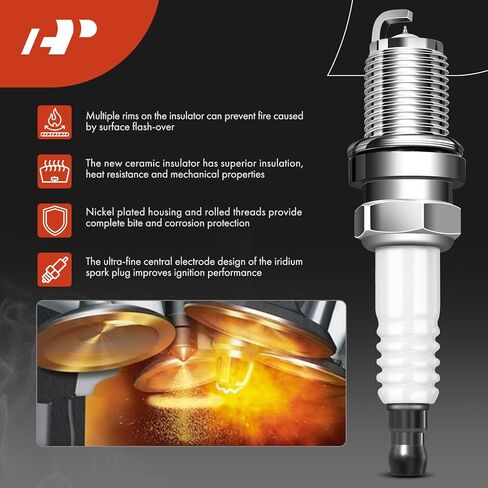 مجموعة A-Premium مكونة من 4 ملفات إشعال وشمعات إشعال إيريديوم متوافقة مع تويوتا كامري كورولا هايلاندر ماتريكس RAV4 سولارا وسيون tC xB ولكزس HS250h وبونتياك فيبي، 2.4 لتر in Kuwait