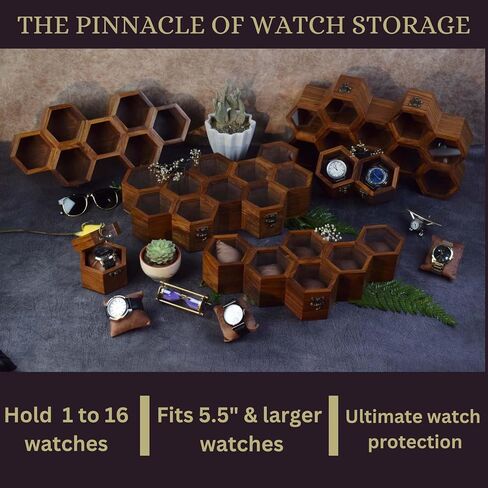 Extra Large Superior Rosewood Honeycomb Watch Box Display Case Holder Collector Organizer for Men, Men's Vintage Watch Storage Box to Store and Keep your Watches Safe and Sophisticated. in Saudi Arabia