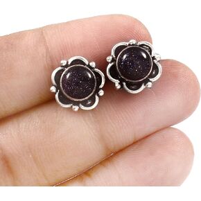 Blue Turquoise Gemstone Tiny Earrings,925 Sterling Silver Women Stud Earrings in Saudi Arabia
