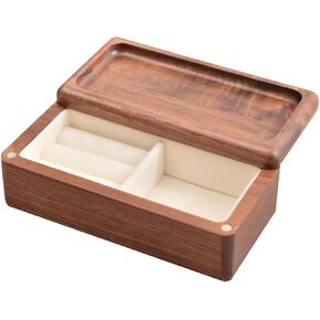 Jewelry Organizer Box Jewelry Storage Box Portable Keepsake Gift Box Watch Ring Tray Jewelry Case Trinket Box for Ear, Dark Wood Color in Kuwait