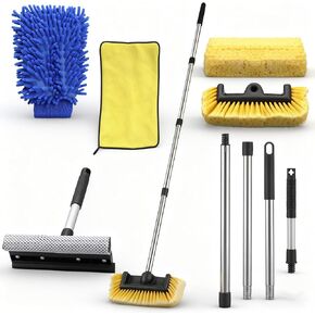 LemonRoad 65'' Five-Sided Car Wash Brush with Long Extendable Handle, Scratch-Free Soft Bristles Car Cleaning Wash Mop Kit, Universal for Truck RV SUV Boats Floors in Kuwait