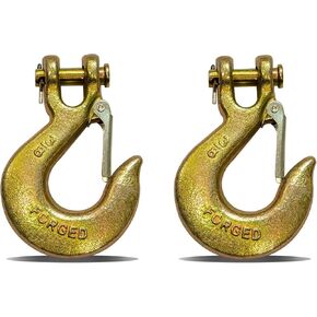 HENBOW 3/8" Clevis Slip Hooks,Trailer Chain Hooks with Safety Latch,7100LBS Work Load Limited Capacity,Yellow Zinc G70 Alloy Forged Steel Tow Grab Hook Heavy Duty for Trailer Truck Transport(4 Pack) in Kuwait