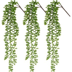 Fake Hanging Plants Artificial Decor - 3PCS String of Pearls Plant Artificial Hanging Plants Fake Succulents Vines for Bedroom Greenery Backdrop Outdoor Wall Decor Balcony Porch Home Decor28 in Saudi Arabia