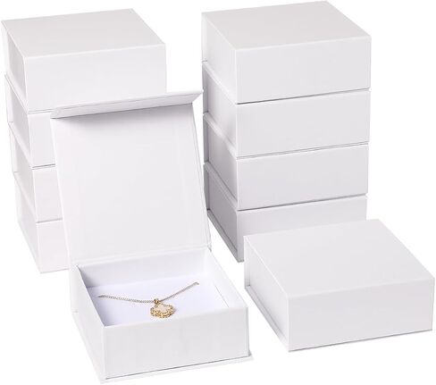40pcs white magnetic boxes 9×9×3.5cm cardboard jewelry gift box, jewelry packaging, suitable for small business necklace ring bracelet earring display box in Saudi Arabia