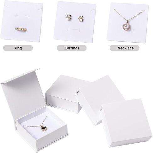 40pcs white magnetic boxes 9×9×3.5cm cardboard jewelry gift box, jewelry packaging, suitable for small business necklace ring bracelet earring display box in Saudi Arabia