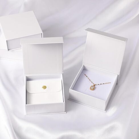 40pcs white magnetic boxes 9×9×3.5cm cardboard jewelry gift box, jewelry packaging, suitable for small business necklace ring bracelet earring display box in Saudi Arabia