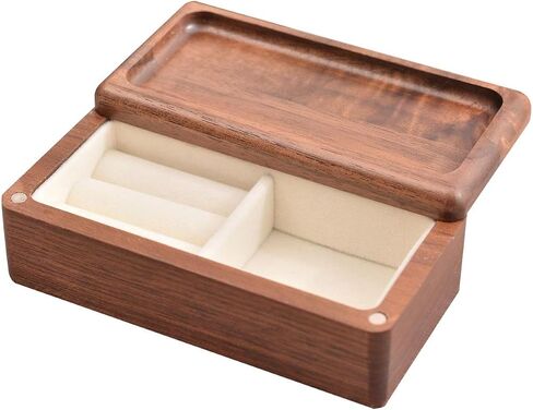 Jewelry Organizer Box Jewelry Storage Box Portable Keepsake Gift Box Watch Ring Tray Jewelry Case Trinket Box for Ear, Dark Wood Color in Saudi Arabia