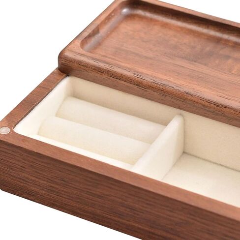 Jewelry Organizer Box Jewelry Storage Box Portable Keepsake Gift Box Watch Ring Tray Jewelry Case Trinket Box for Ear, Dark Wood Color in Saudi Arabia