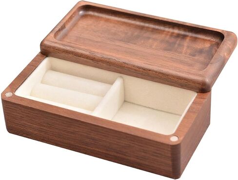 Jewelry Organizer Box Jewelry Storage Box Portable Keepsake Gift Box Watch Ring Tray Jewelry Case Trinket Box for Ear, Dark Wood Color in Saudi Arabia
