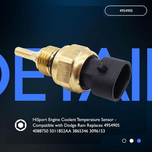 مستشعر درجة حرارة سائل تبريد المحرك HiSport 4954905 - متوافق مع Dodge Ram 2500 Pickup 2004-2010 Ram 2500 2011-2024 3500 2011-2024 يستبدل 4088750 5011852AA 3865346 3096153 in Saudi Arabia