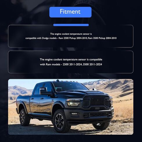 مستشعر درجة حرارة سائل تبريد المحرك HiSport 4954905 - متوافق مع Dodge Ram 2500 Pickup 2004-2010 Ram 2500 2011-2024 3500 2011-2024 يستبدل 4088750 5011852AA 3865346 3096153 in Saudi Arabia