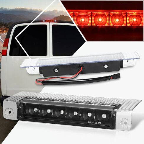 PM PERFORMOTOR LED 3rd Third Brake Light High Mount Stop Light Compatible with Chevy Express/GMC Savana 03-17,Chrome Housing/Clear Lens in Saudi Arabia