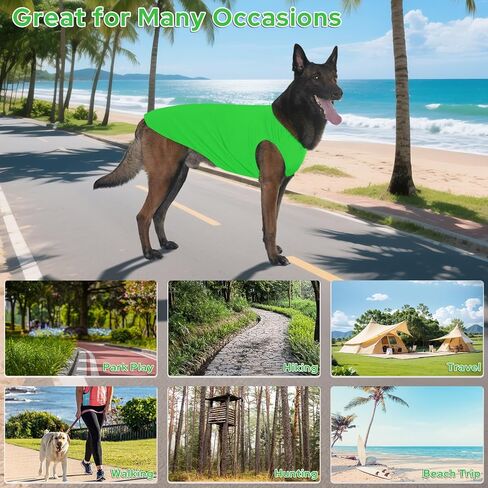 2 Pack Dog Shirts, Breathable Mesh Dog Clothes Pet Sleeveless Vest, Lightweight Stretchy Tank Top T-Shirts for Large Dogs, L in Kuwait