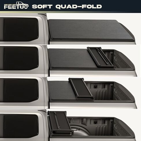 سرير شاحنة بغطاء تونيو ناعم رباعي الطي لـ 2024-2025 تاكوما 6FT/73.7 بوصة | للنماذج مع أو بدون نظام السكك الحديدية على سطح السفينة| in Kuwait