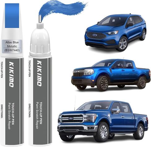 KIKIMO for Ford Touch Up Paint (أزرق معدني بخاري (K1/M7490A)، طقم إصلاح طلاء السيارة لفورد، إصلاح الخدوش 2 في 1 مع طرف قلم وفرشاة، لون مطابق للإصلاح السريع والسهل in Kuwait