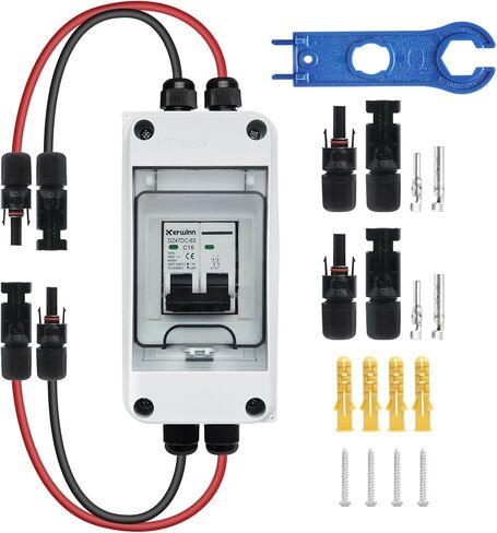 Solar Panel Disconnect Switch,30A 400V Miniature Circuit Breaker Box IP65 Waterproof AC/DC Disconnect Box for photovoltaic Solar Panel Grid-Connected Off-Grid System Home in Kuwait
