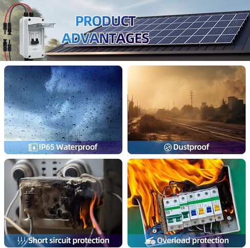 Solar Panel Disconnect Switch,30A 400V Miniature Circuit Breaker Box IP65 Waterproof AC/DC Disconnect Box for photovoltaic Solar Panel Grid-Connected Off-Grid System Home in Kuwait