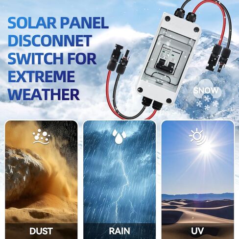 Solar Panel Disconnect Switch,30A 400V Miniature Circuit Breaker Box IP65 Waterproof AC/DC Disconnect Box for photovoltaic Solar Panel Grid-Connected Off-Grid System Home in Kuwait