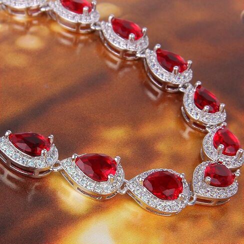 EVER FAITH Gorgeous CZ Birthstone Elegant Teardrop Wedding Prom Necklace Earrings Set for Bride Birthday/Mothers Day/Christmas Jewelry Gift for Women in Saudi Arabia