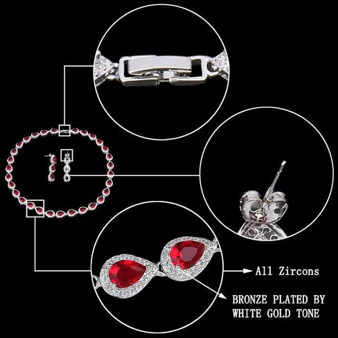 EVER FAITH Gorgeous CZ Birthstone Elegant Teardrop Wedding Prom Necklace Earrings Set for Bride Birthday/Mothers Day/Christmas Jewelry Gift for Women in Saudi Arabia