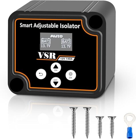 DEWINNER Adjustable Dual Battery Isolator 12V 140Amp Smart Battery Isolator Kits, Voltage Sensitive Relay for Truck Marine ATV UTV RV Boat Camper in Kuwait
