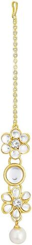 Aheli Kundan & Beads Studded Necklace Earrings Maangtikka Set Ethnic Jewellery for Women in Saudi Arabia