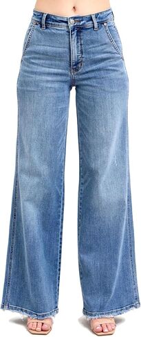 Judy Blue Women's High Waist Retro Relaxed Wide Leg Jeans in Saudi Arabia