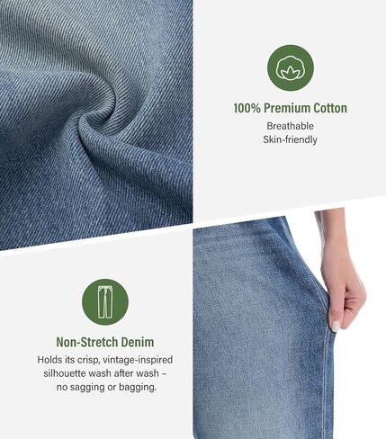 Women's Wide Leg Jeans Baggy High Waisted Straight Leg Non-Stretch Denim Pants with Pockets in Saudi Arabia