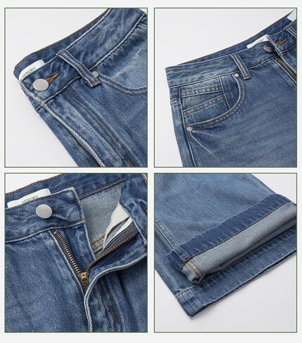 Women's Wide Leg Jeans Baggy High Waisted Straight Leg Non-Stretch Denim Pants with Pockets in Saudi Arabia