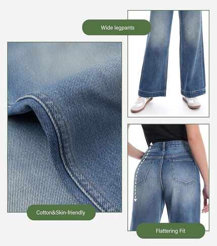 Women's Wide Leg Jeans Baggy High Waisted Straight Leg Non-Stretch Denim Pants with Pockets in Saudi Arabia