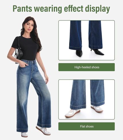 Women's Wide Leg Jeans Baggy High Waisted Straight Leg Non-Stretch Denim Pants with Pockets in Saudi Arabia