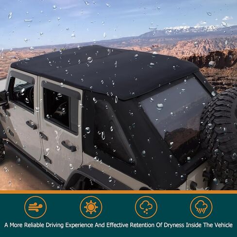 سطح ناعم مع نوافذ خلفية وجانبية ملونة لاستبدال الماس الأسود لسيارة Wrangler JK 2 Door 2010-2017 in Saudi Arabia