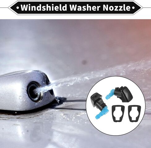 2 Pcs Front Windshield Washer Nozzle 2 Pcs Gasket for Jeep Cherokee 2014-2019 Windshield Spray Nozzles Wiper Spray Washer Jet No.68102968AA Black Blue in Saudi Arabia