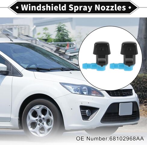 2 Pcs Front Windshield Washer Nozzle 2 Pcs Gasket for Jeep Cherokee 2014-2019 Windshield Spray Nozzles Wiper Spray Washer Jet No.68102968AA Black Blue in Saudi Arabia