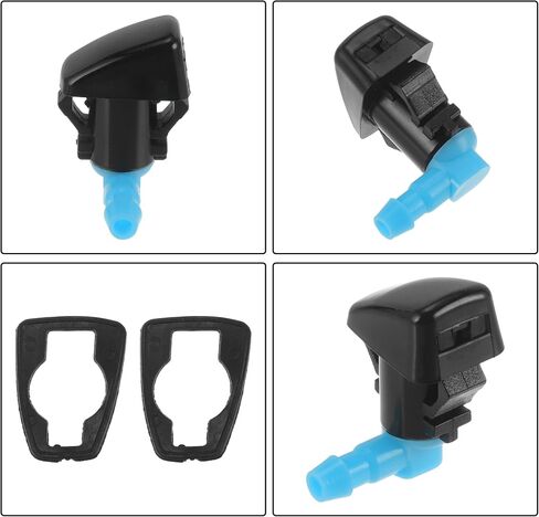 2 Pcs Front Windshield Washer Nozzle 2 Pcs Gasket for Jeep Cherokee 2014-2019 Windshield Spray Nozzles Wiper Spray Washer Jet No.68102968AA Black Blue in Saudi Arabia