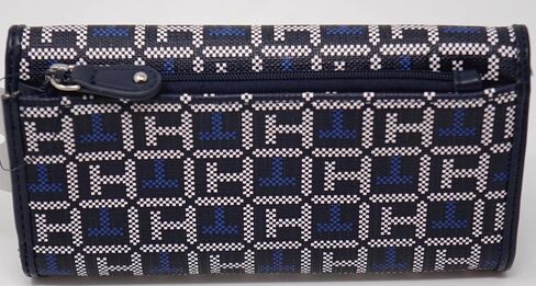 Tommy Hilfiger Women's TH Logo Print Checkbook Wallet Clutch Bag - Navy Blue/White in Saudi Arabia