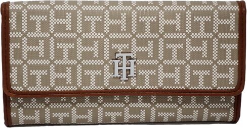حقيبة يد نسائية من Tommy Hilfiger بطبعة شعار TH ودفتر شيكات - أزرق داكن/أبيض in Saudi Arabia