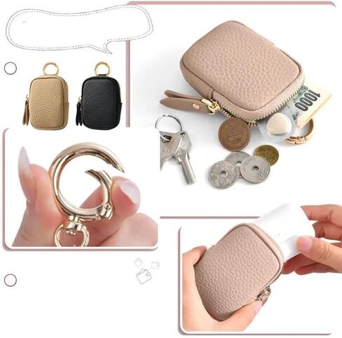 Hoorae Women's Leather Coin Purse - Small Zippered Change Purse Keychain Wallet Mini Pouch (brown) in Saudi Arabia
