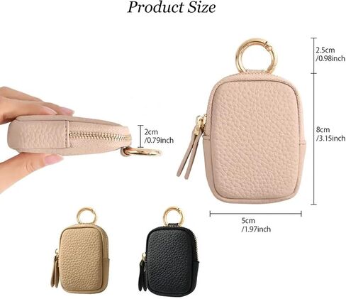 Hoorae Women's Leather Coin Purse - Small Zippered Change Purse Keychain Wallet Mini Pouch (brown) in Saudi Arabia